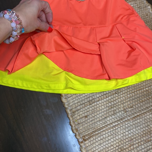 Lucky in Love neon Tangerine & Yellow Tennis Golf Sport Skort Size 0/2 - Picture 4 of 9